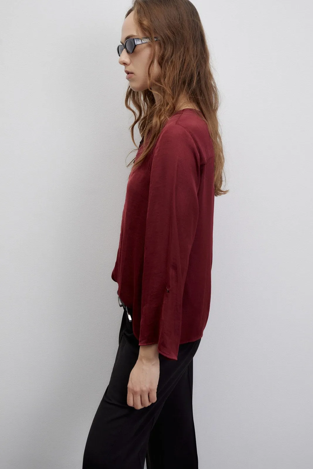 Buttons loose-fit blouse - Burgundy