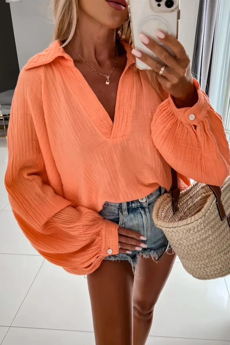 Casual Solid Patchwork Blouses (4 Colors)