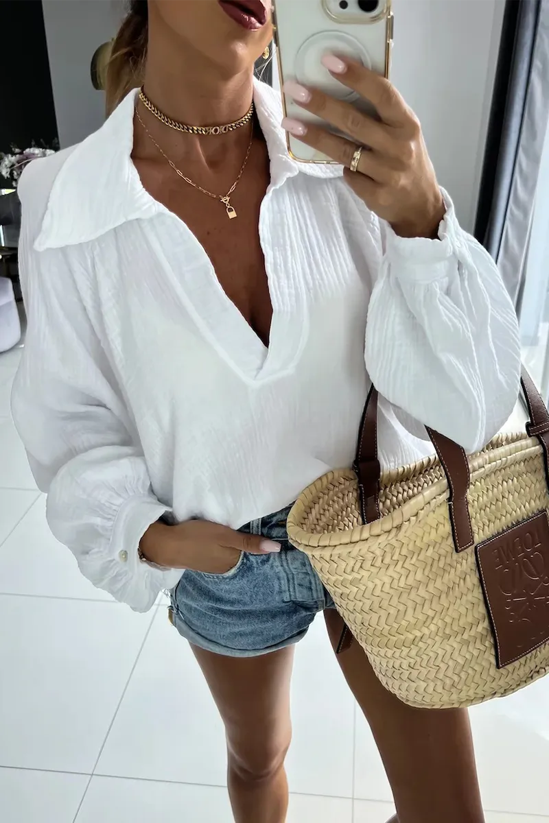 Casual Solid Patchwork Blouses (4 Colors)