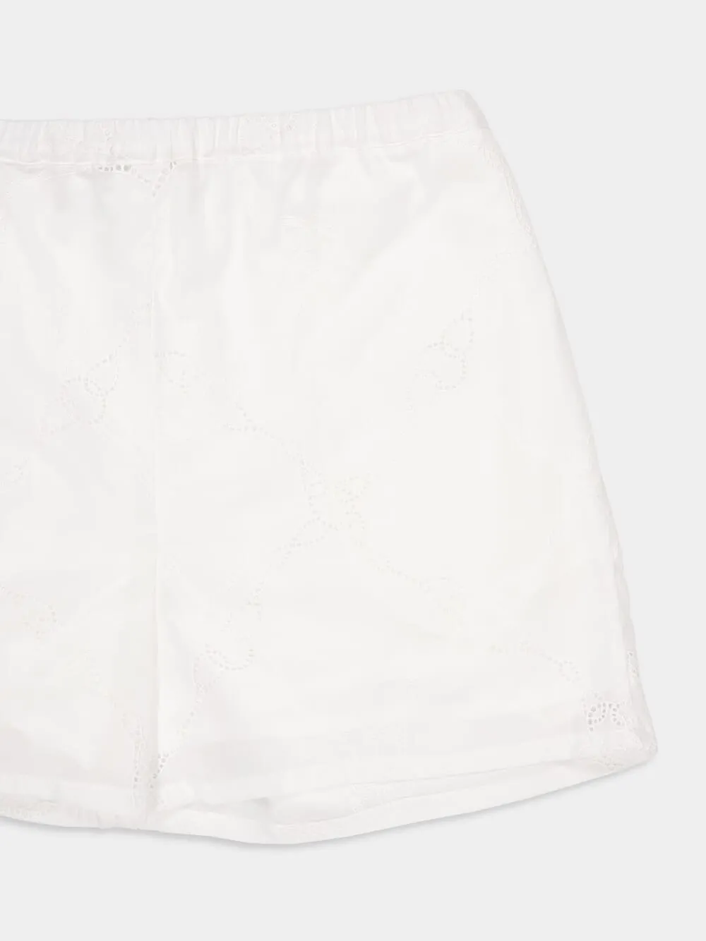 Casual White Cotton Shorts