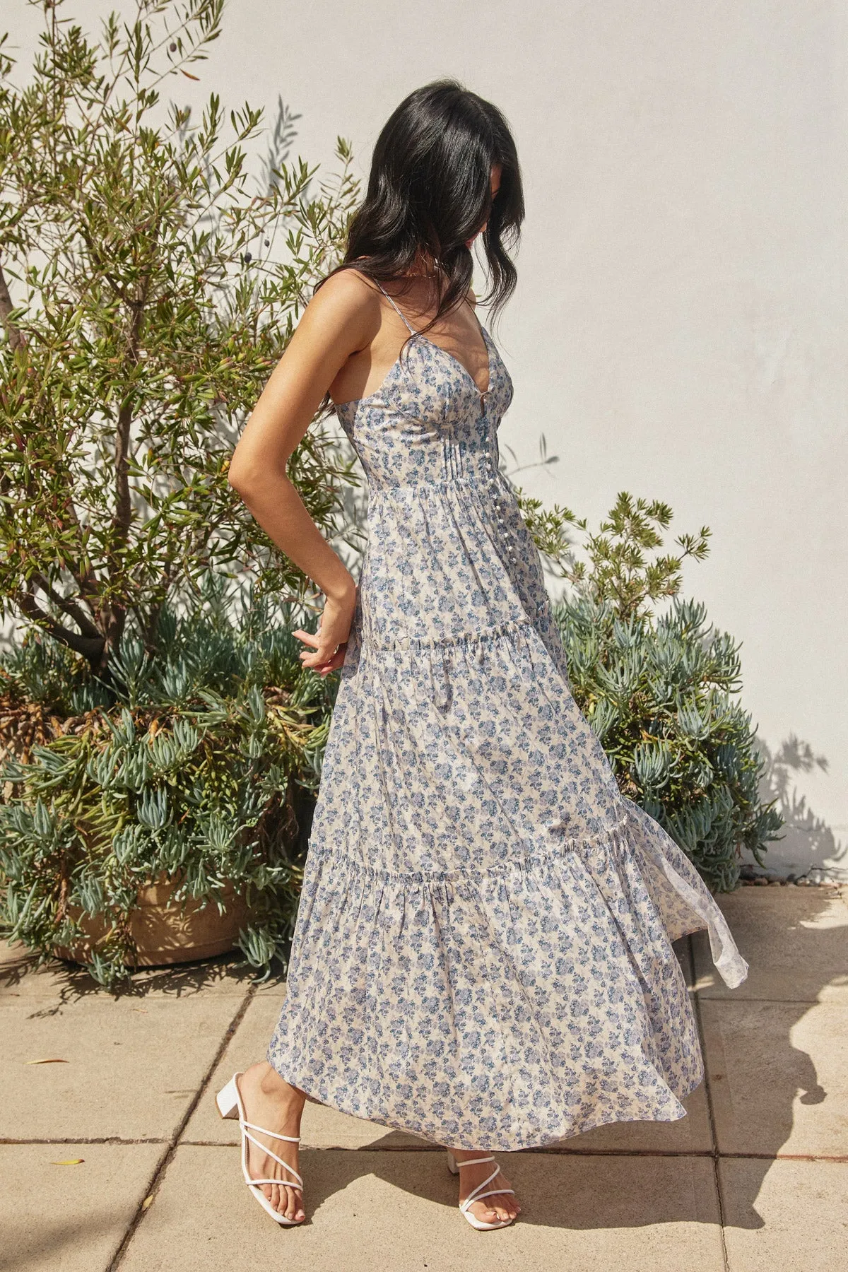Catalina Bustier Tiered Maxi Dress
