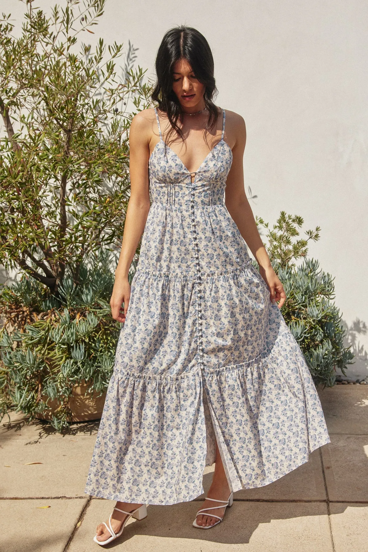 Catalina Bustier Tiered Maxi Dress