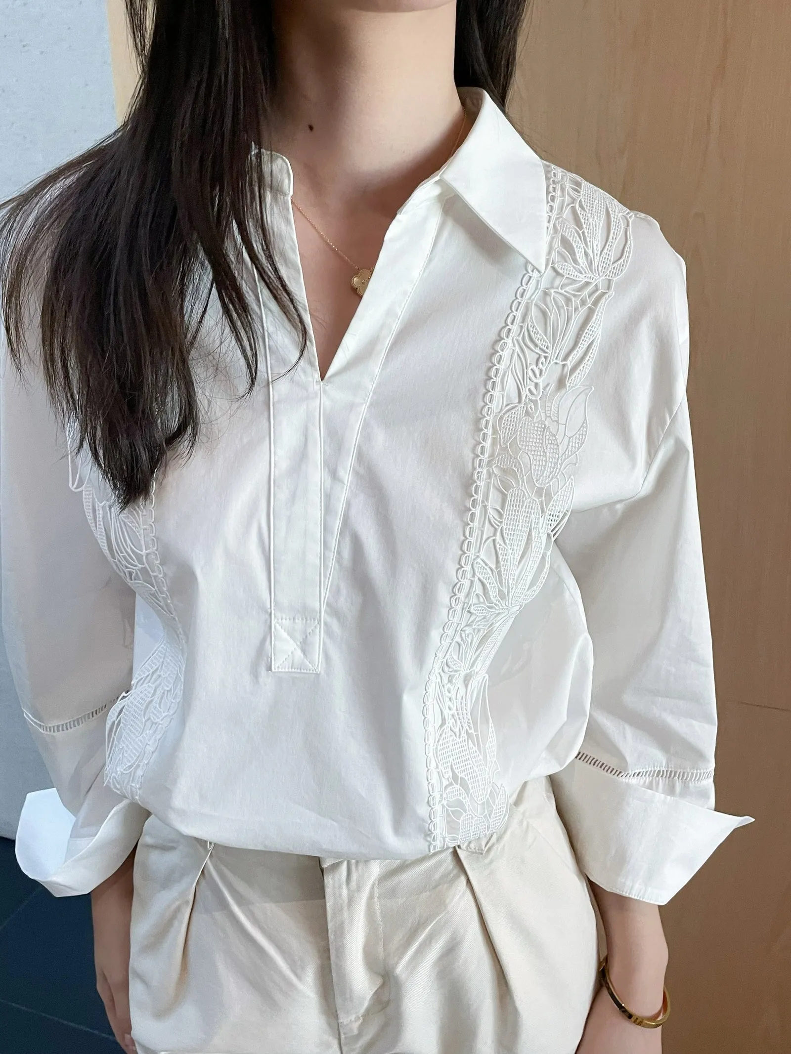 Chic French Style Broderie Blouse for Women