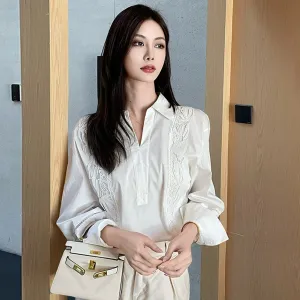 Chic French Style Broderie Blouse for Women