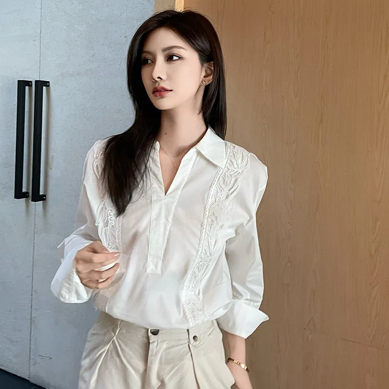 Chic French Style Broderie Blouse for Women