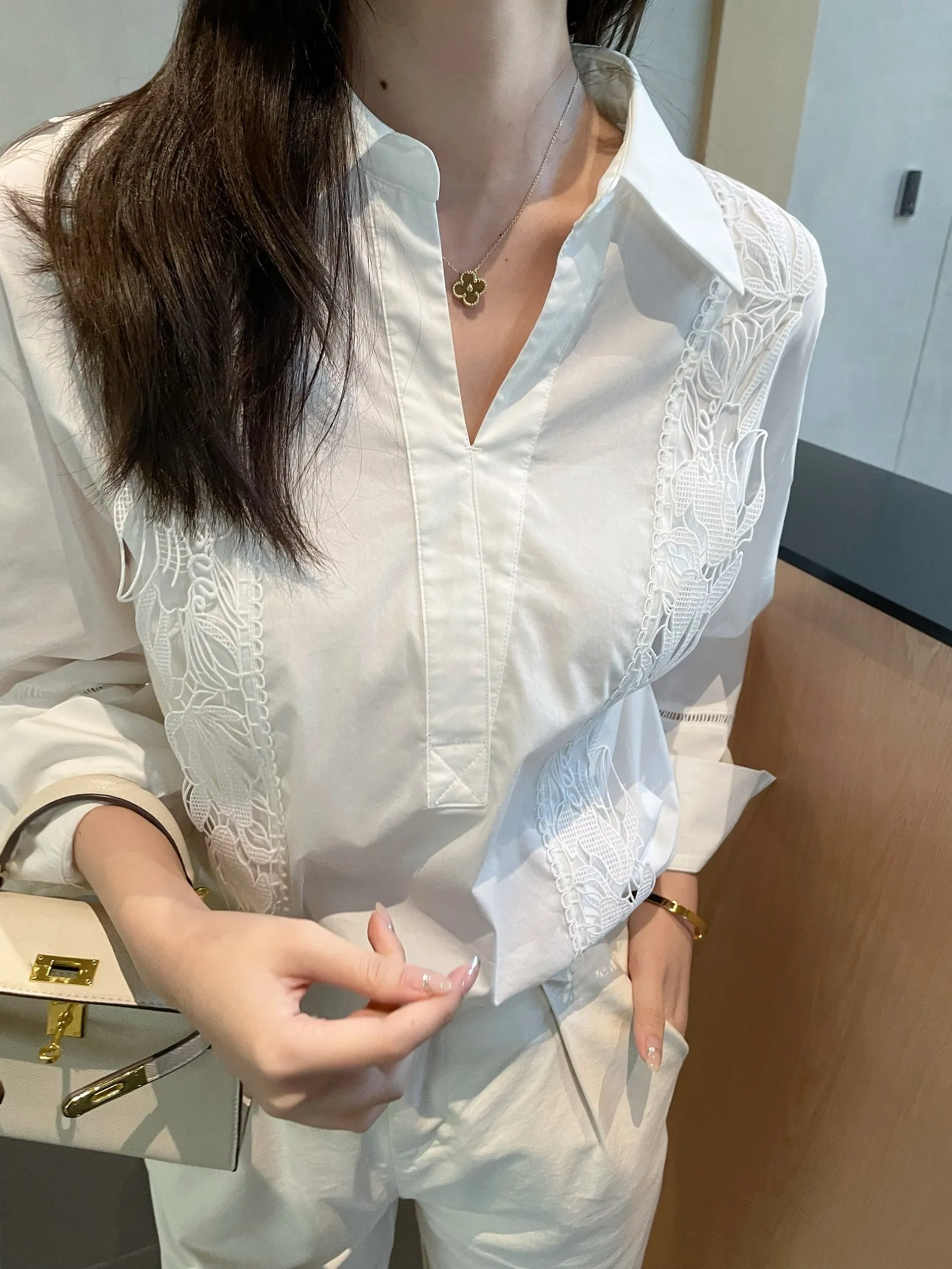 Chic French Style Broderie Blouse for Women