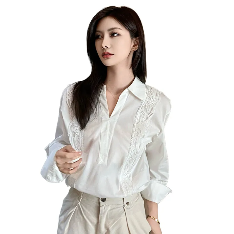 Chic French Style Broderie Blouse for Women