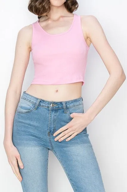 Chic Ribbed Crop Tank – Scoop Neck Cropped Silhouette ZTRC226C76 $5Each