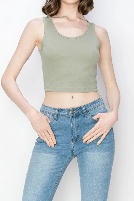 Chic Ribbed Crop Tank – Scoop Neck Cropped Silhouette ZTRC226C76 $5Each