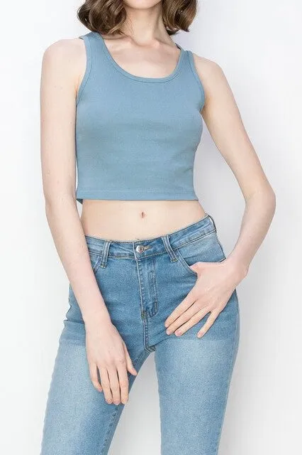Chic Ribbed Crop Tank – Scoop Neck Cropped Silhouette ZTRC226C76 $5Each