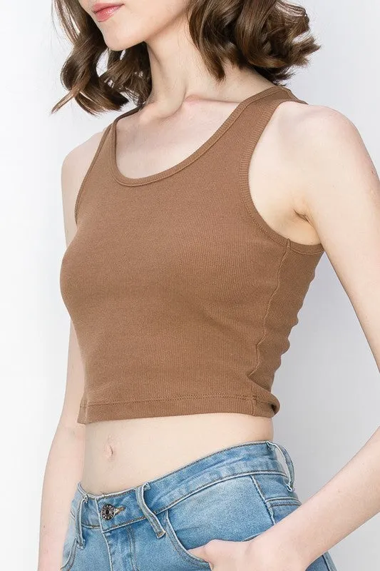 Chic Ribbed Crop Tank – Scoop Neck Cropped Silhouette ZTRC226C76 $5Each