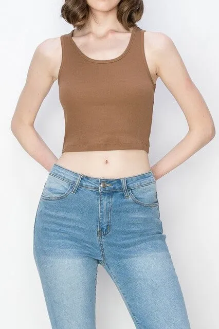Chic Ribbed Crop Tank – Scoop Neck Cropped Silhouette ZTRC226C76 $5Each