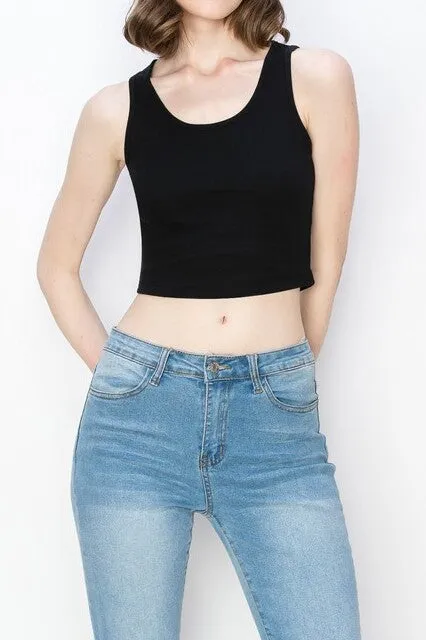 Chic Ribbed Crop Tank – Scoop Neck Cropped Silhouette ZTRC226C76 $5Each