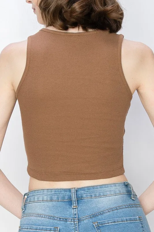 Chic Ribbed Crop Tank – Scoop Neck Cropped Silhouette ZTRC226C76 $5Each