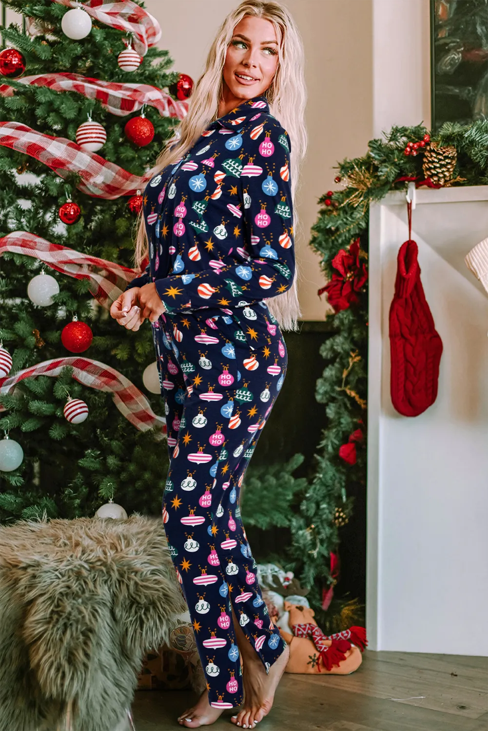 Christmas Ornament Print Loungewear Set
