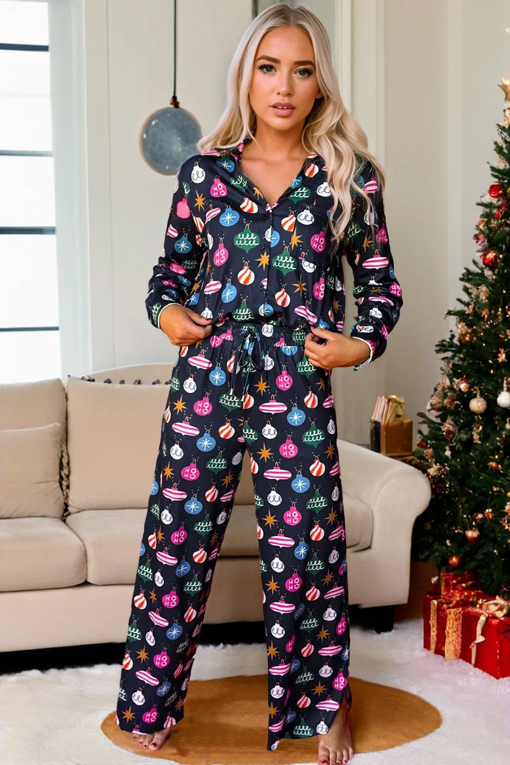 Christmas Ornament Print Loungewear Set
