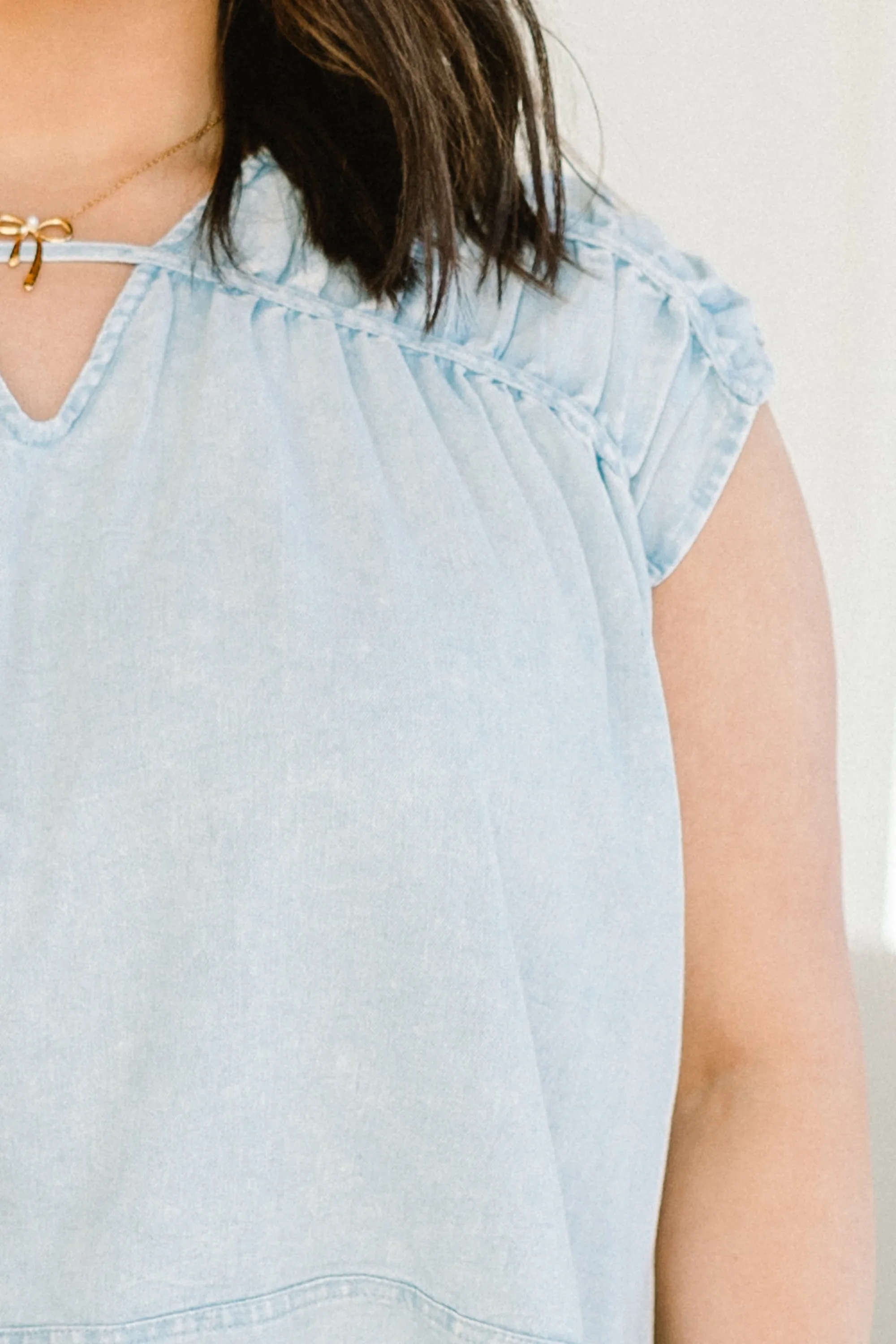 Console Your Mind Top, Light Denim