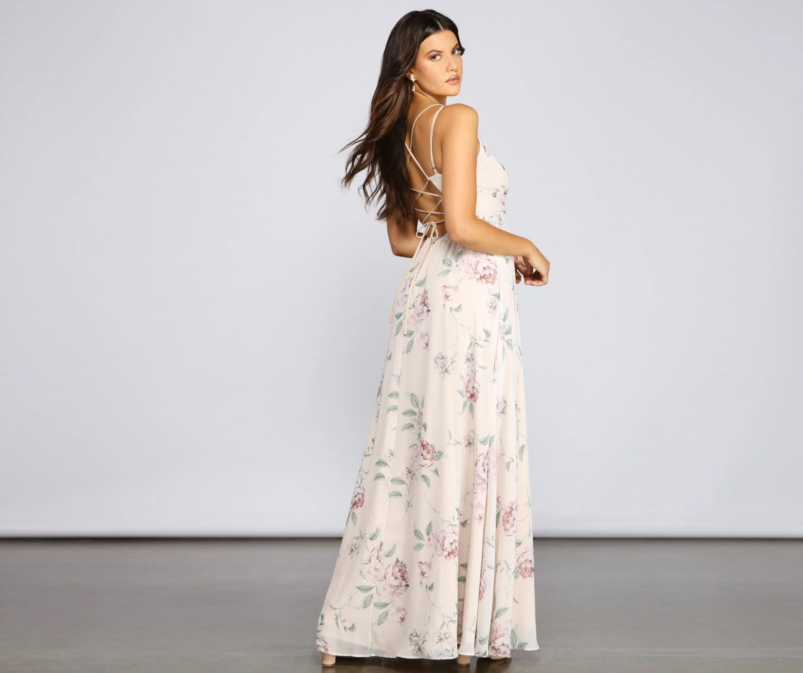 Corinna Formal Floral Charming Chiffon Wrap Dress