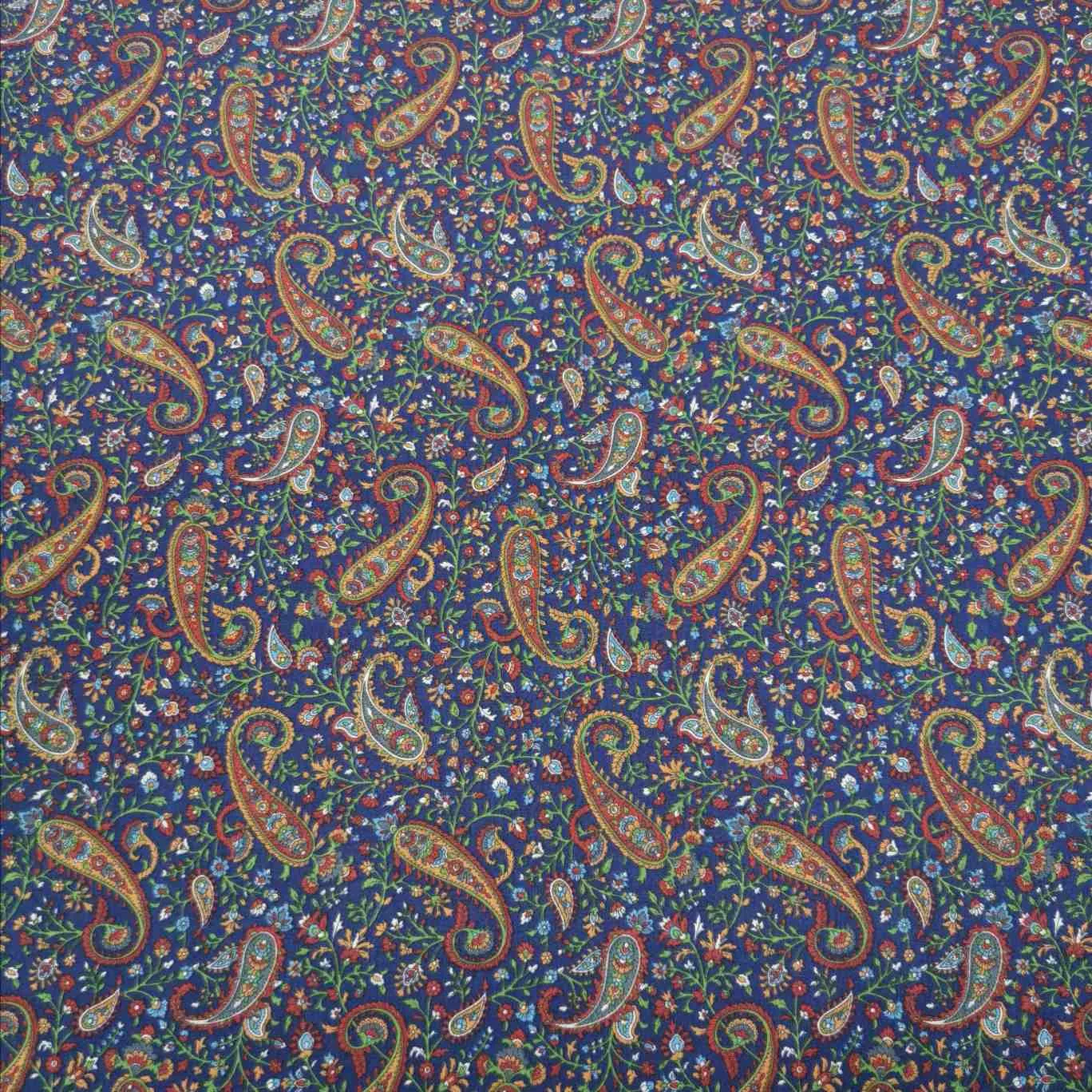 Cotton by Kokka, Paisley in Royal - 95cm remnant piece