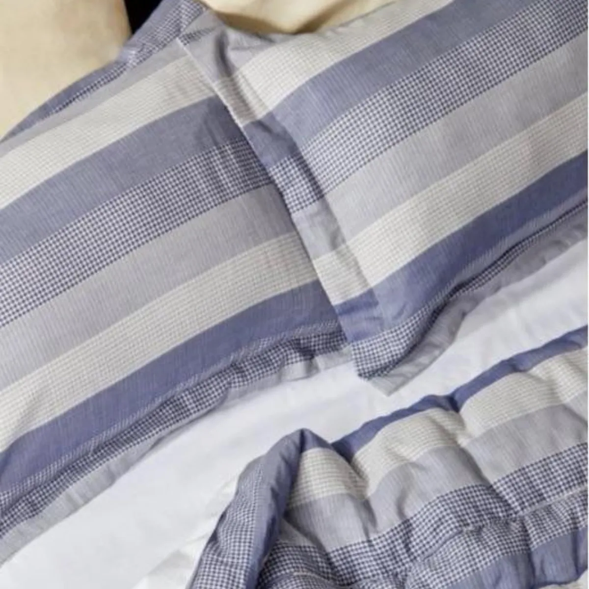 Cotton Cotton Comforter Quilt and Shams - Navy Mixed Gingham