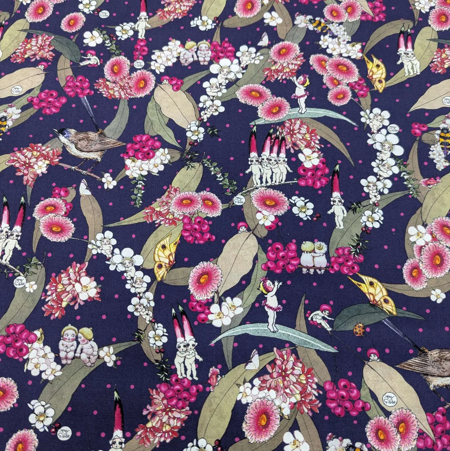 Cotton, May Gibbs - Native Berries in Navy