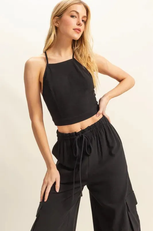 Crop Top and Cargo Pants Set
