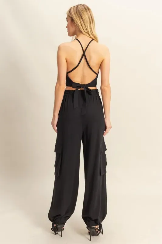 Crop Top and Cargo Pants Set