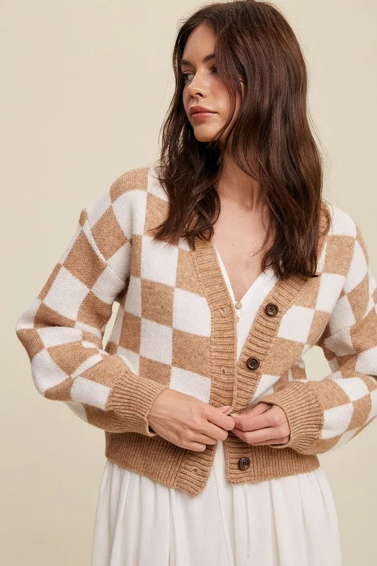 CROPPED CHECKERED SWEATER