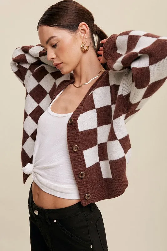 CROPPED CHECKERED SWEATER
