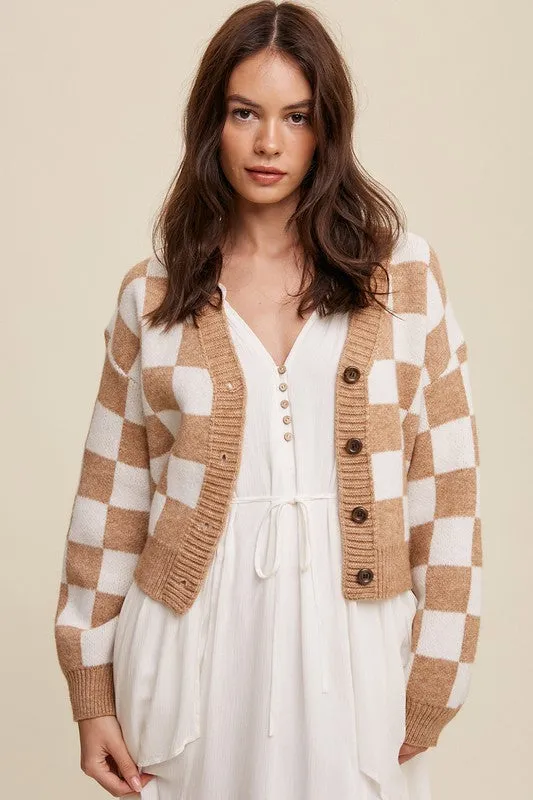 CROPPED CHECKERED SWEATER