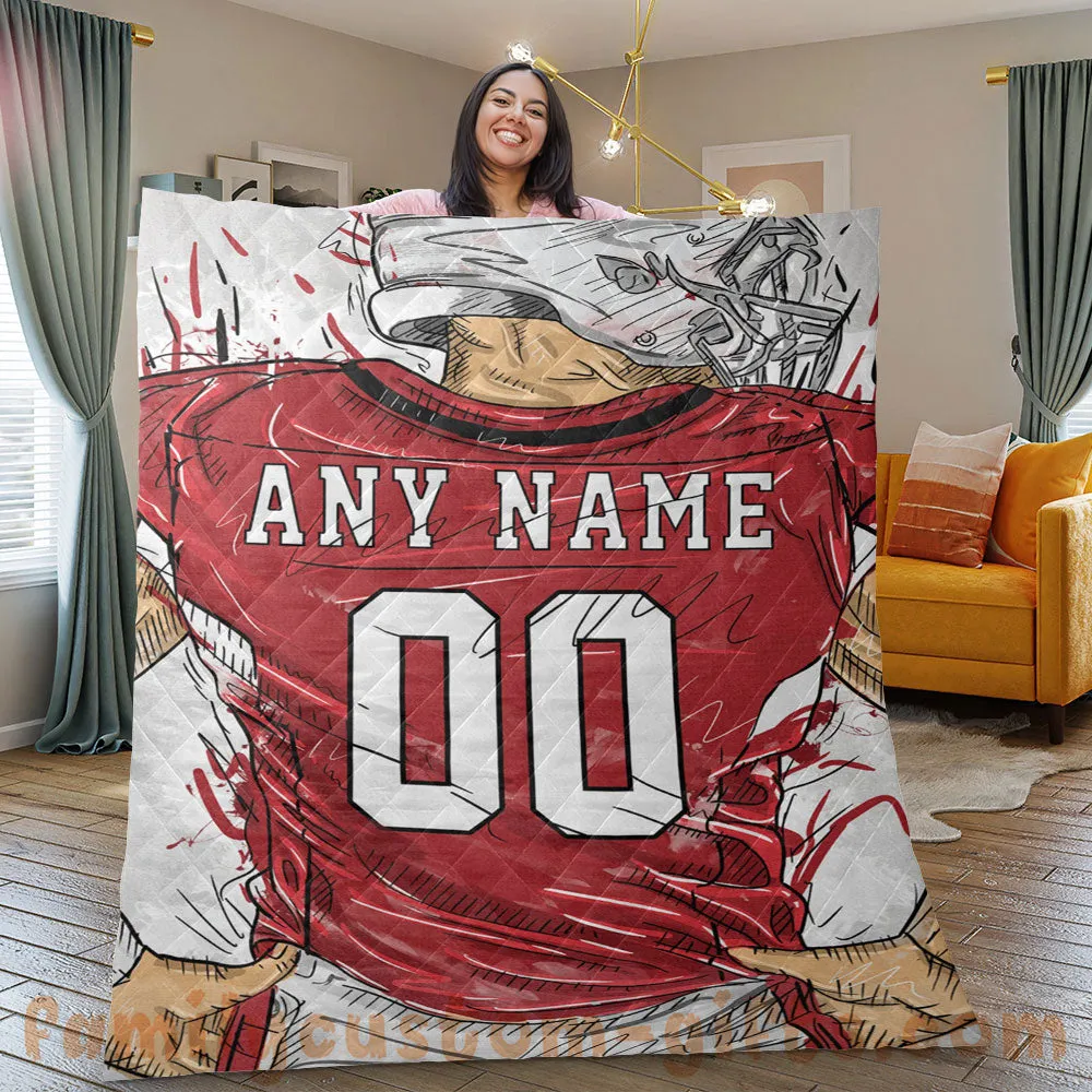Custom Premium Quilt Blanket Arizona Jersey American Football Personalized Quilt Gifts for Her & Him