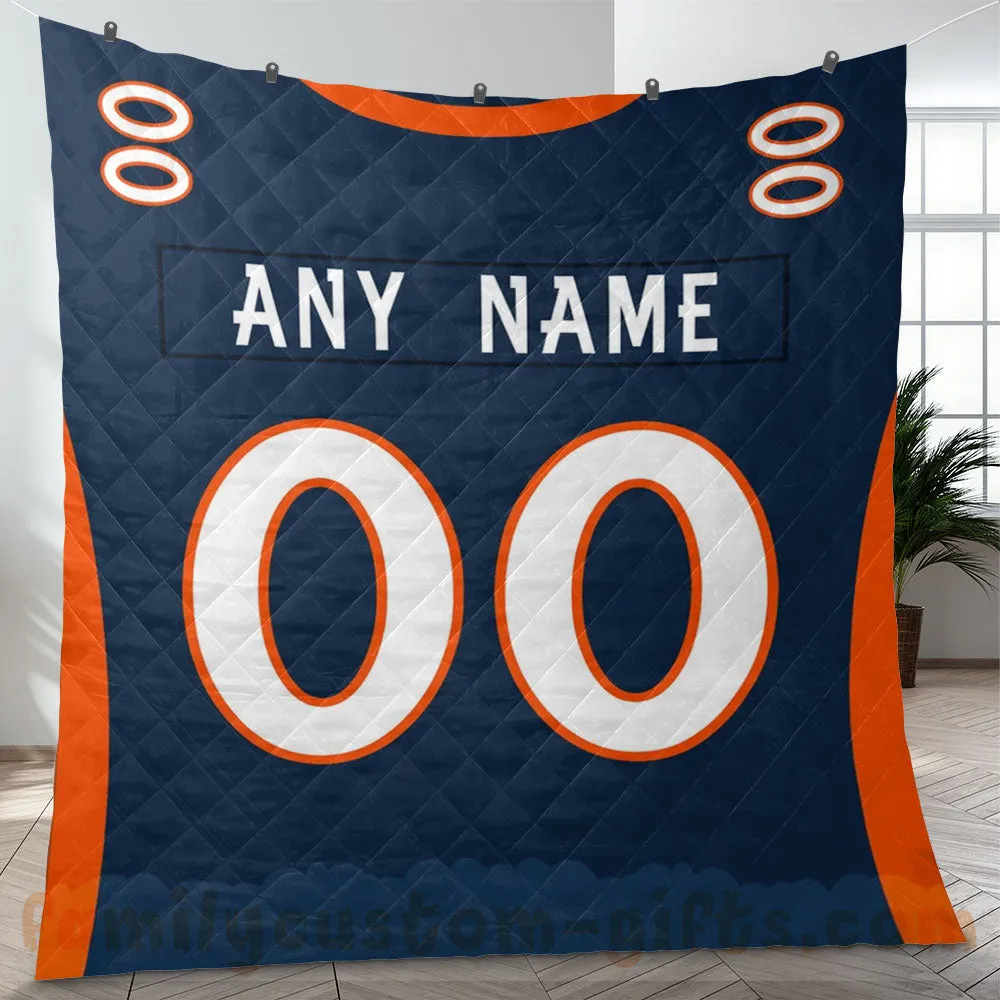 Custom Premium Quilt Blanket Denver Jersey American Football Personalized Quilt Gifts for Her & Him