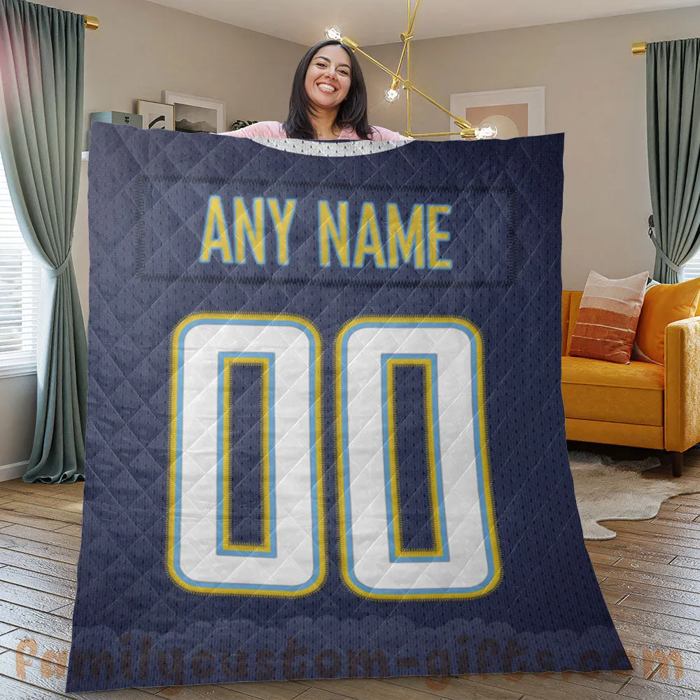 Custom Premium Quilt Blanket Los Angeles Jersey American Football Personalized Quilt Gifts for Her & Him