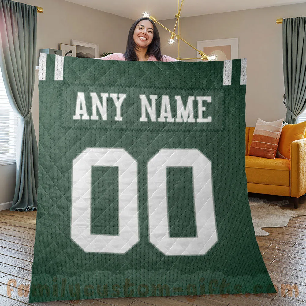 Custom Premium Quilt Blanket New York Jersey American Football Personalized Quilt Gifts for Her & Him