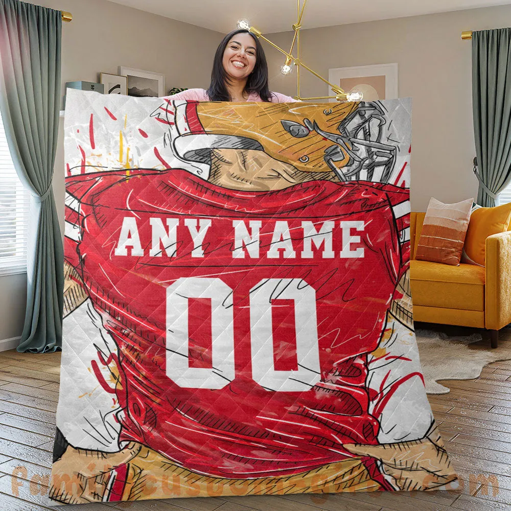 Custom Premium Quilt Blanket San Francisco Jersey American Football Personalized Quilt Gifts for Her & Him