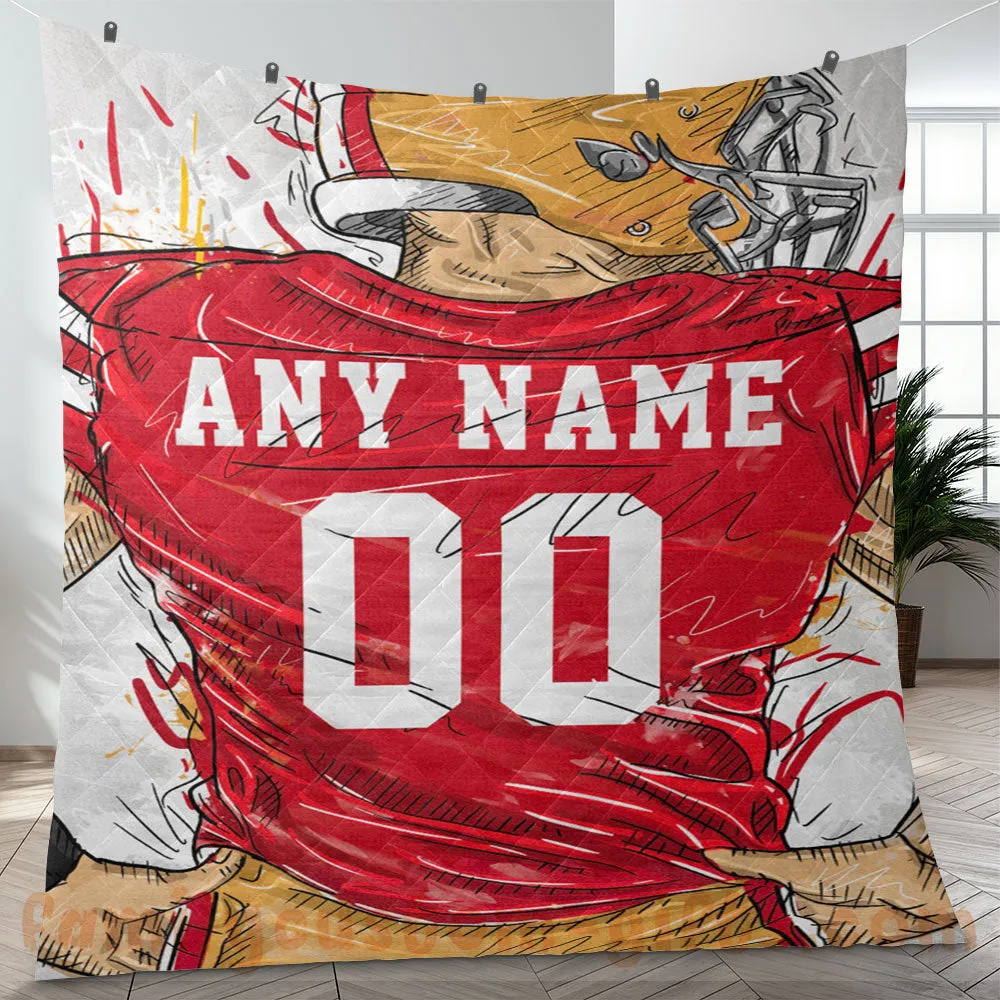 Custom Premium Quilt Blanket San Francisco Jersey American Football Personalized Quilt Gifts for Her & Him