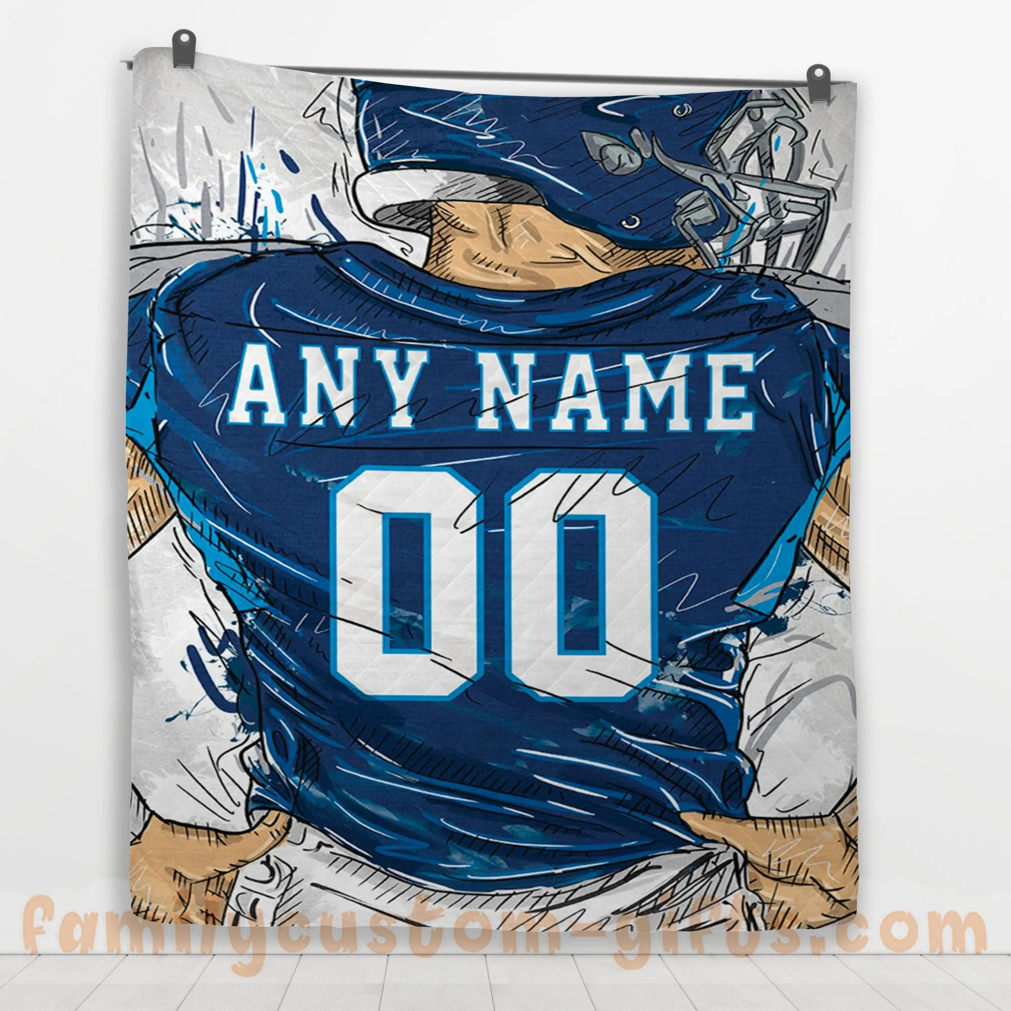 Custom Premium Quilt Blanket Tennessee Jersey American Football Personalized Quilt Gifts for Her & Him
