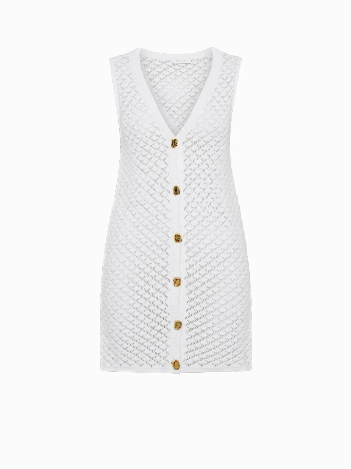 Cutout Button V-Neck Sweater Dress