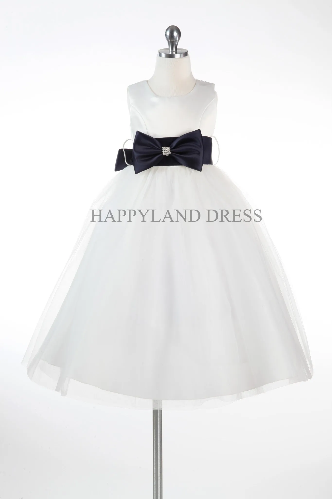 D6665 **White** Dress with Ribbon Sash (18 Diff Colors!)