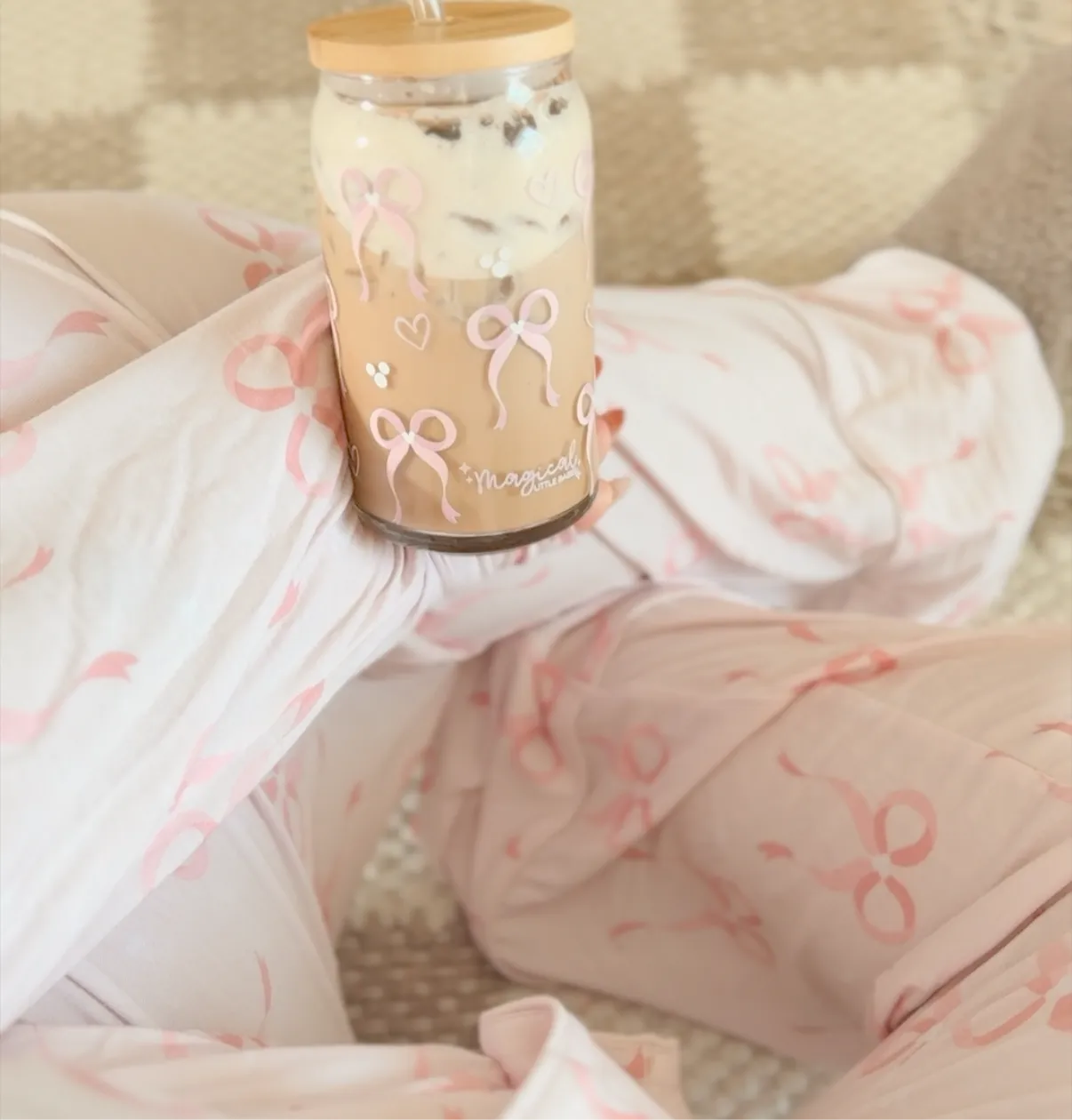 Dainty Bows Bamboo PJ Romper/ Two Piece LONG Sleeve Set*READY TO SHIP