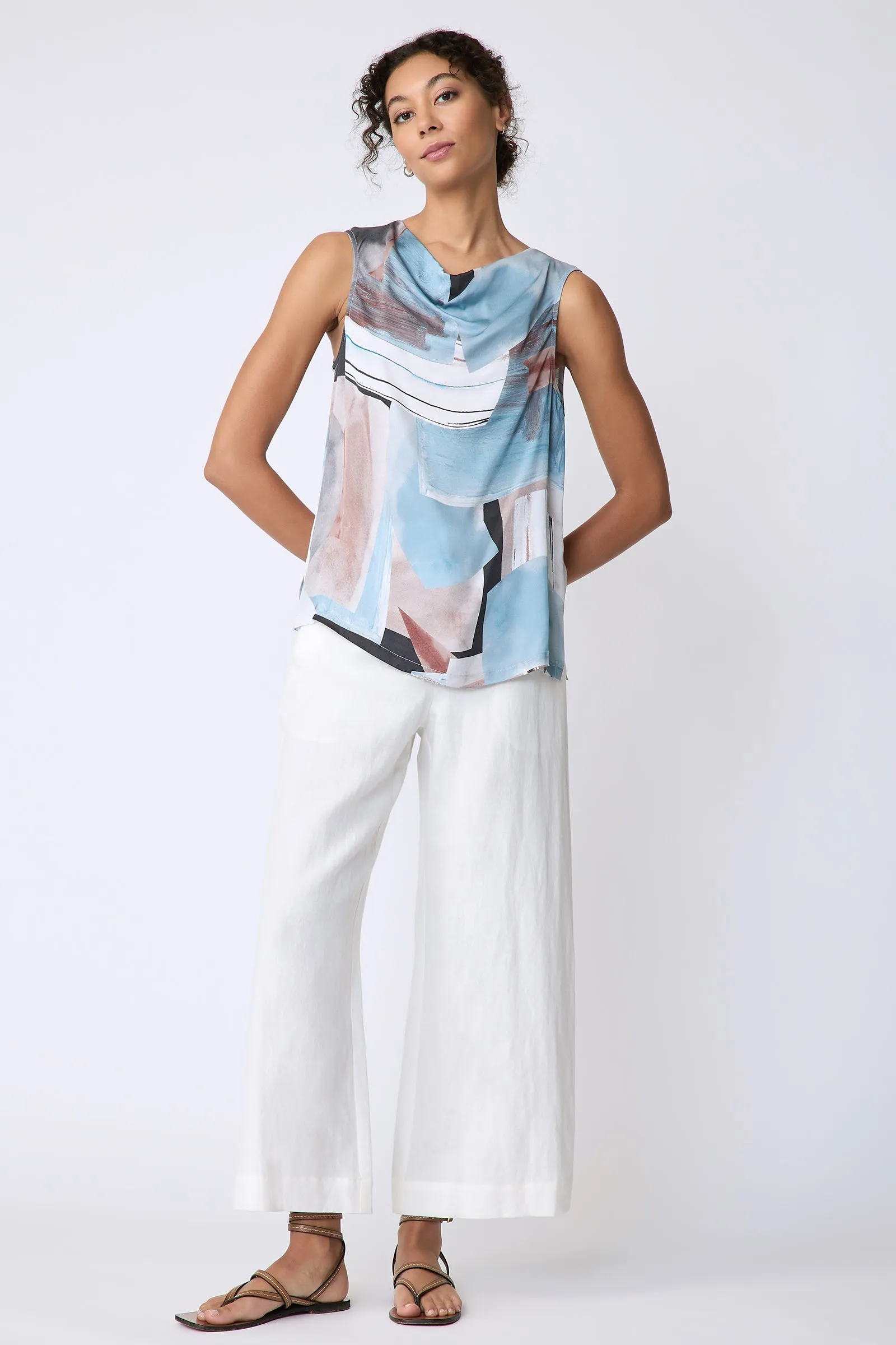 Dani Drape Top - Sky Blue Print