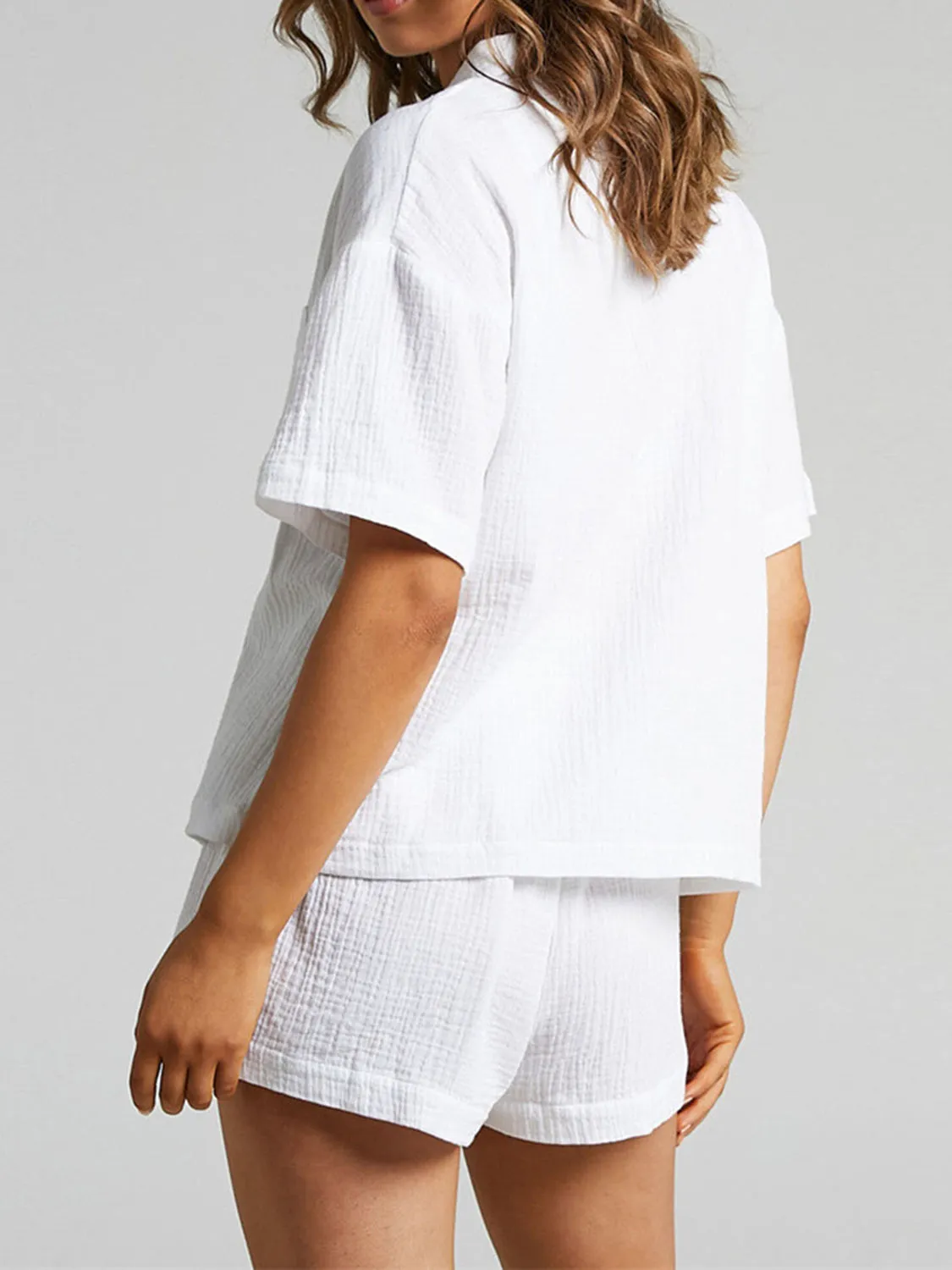 Dani Texture Button Up Shirt and Shorts Set