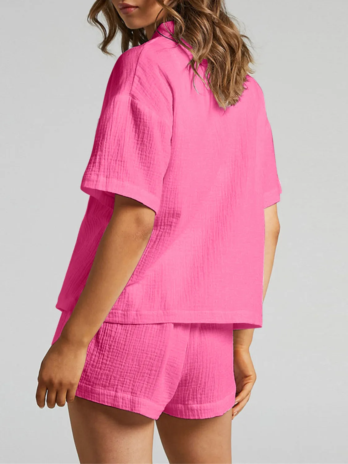 Dani Texture Button Up Shirt and Shorts Set