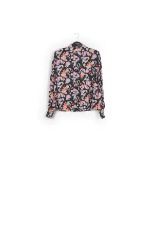 Dark blue loose-fit floral shirt
