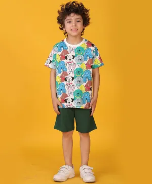 DOGS GREEN SUMMER BOYS SHORTS SET - WHITE /GREEN