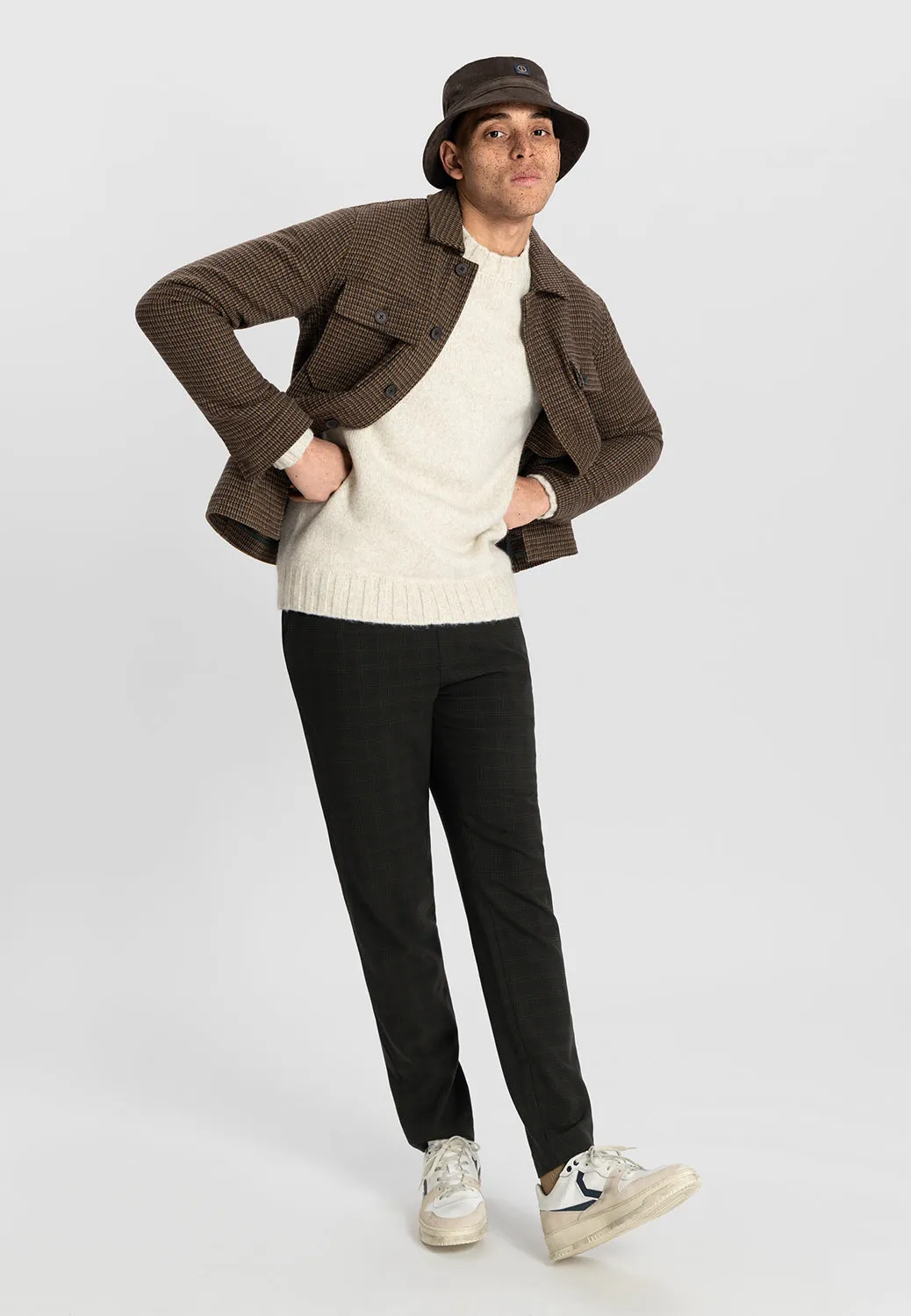 DSTREZZED TANN HOUNDSTOOTH OVERSHIRT 150024