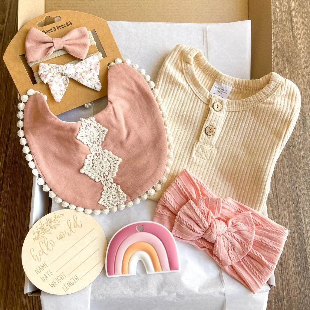 Dusty Pink Reversible Bib Gift Box