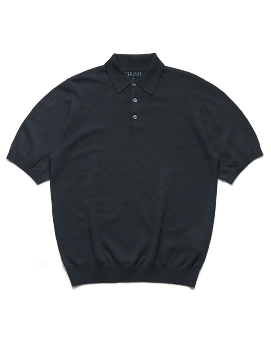 Eastlogue Half Sleeve Knit Polo in Charcoal
