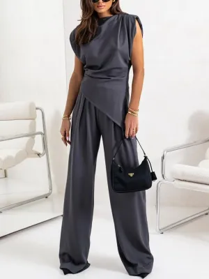 Eliza | Irregular sleeveless casual two-piece set