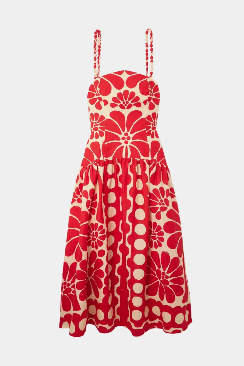 Elsa | Floral Spaghetti Maxi Dress in Red